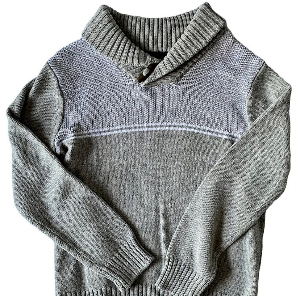 Commerce Boys Gray Textured Shawl Collar Sweater